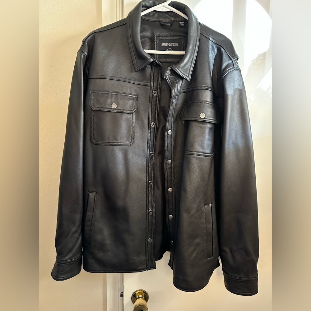 Harley-Davidson Black Leather Shirt Jacket